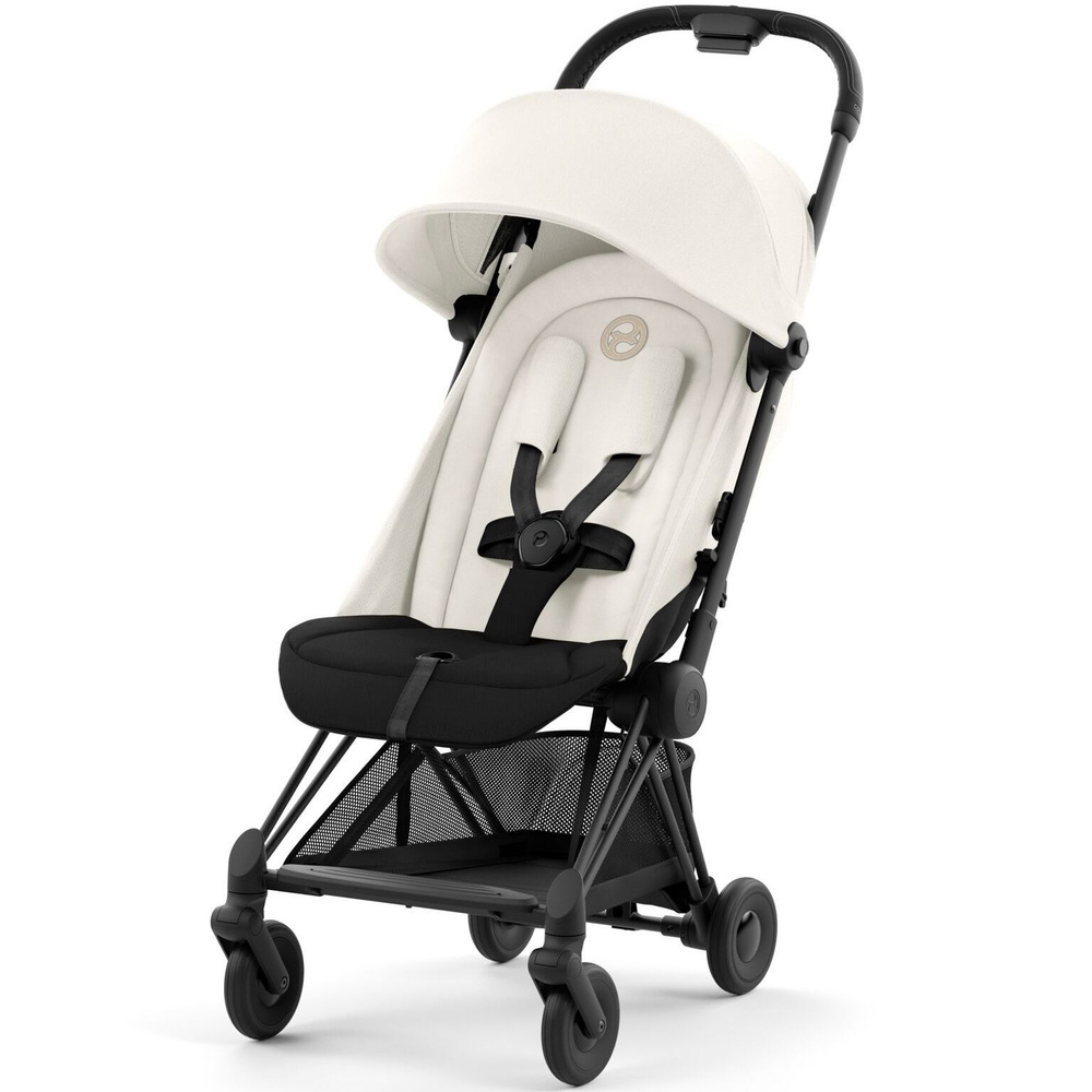 Прогулочная коляска для путешествий Cybex Coya с дождевиком, цвет Off White (шасси Matt Black) светло-бежевый #1