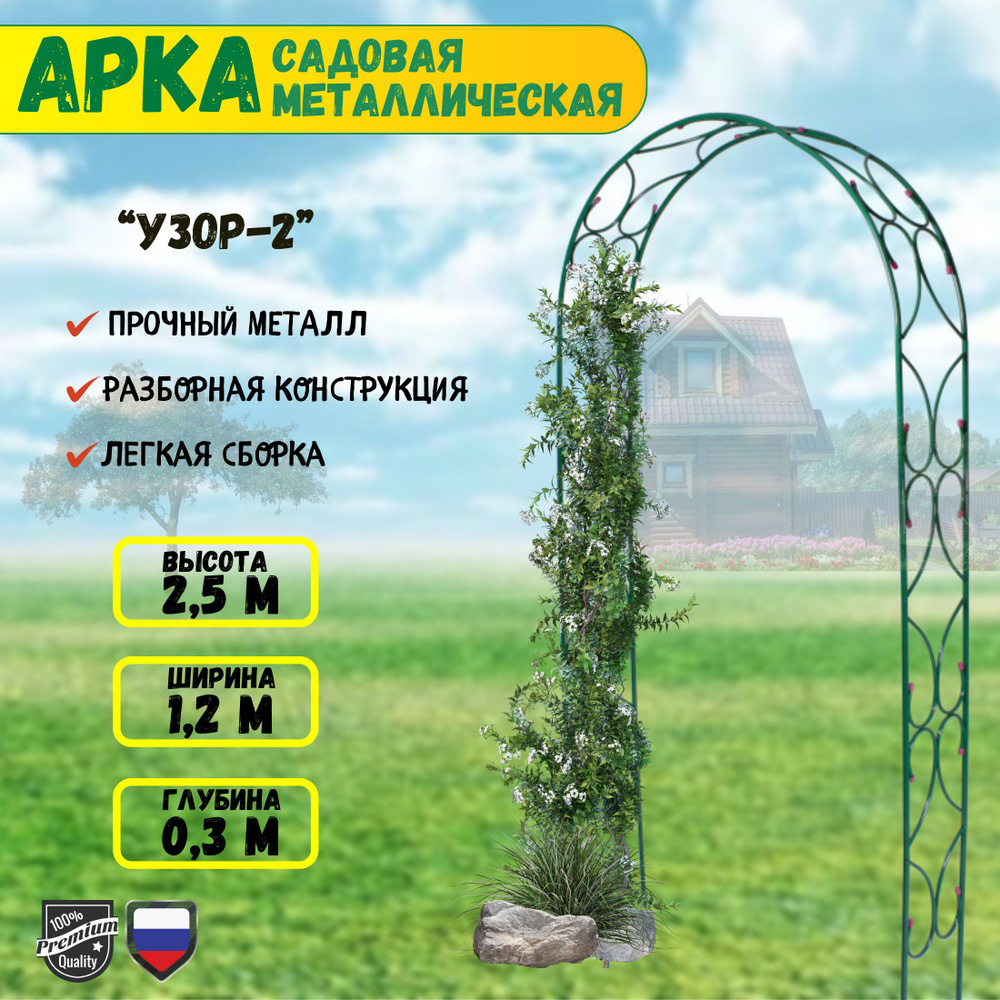Арка садовая Узор-2 250х120х30 см для вьющихся растений опора ...