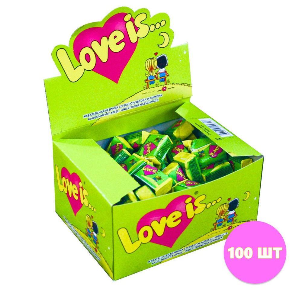 LOVE IS жевательная резинка Яблоко Лимон 4,2гр 100шт - купить с ...
