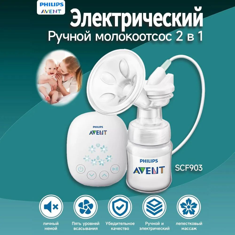 Philips Avent Портативный электрический и ручной молокоотсос SCF903  #1