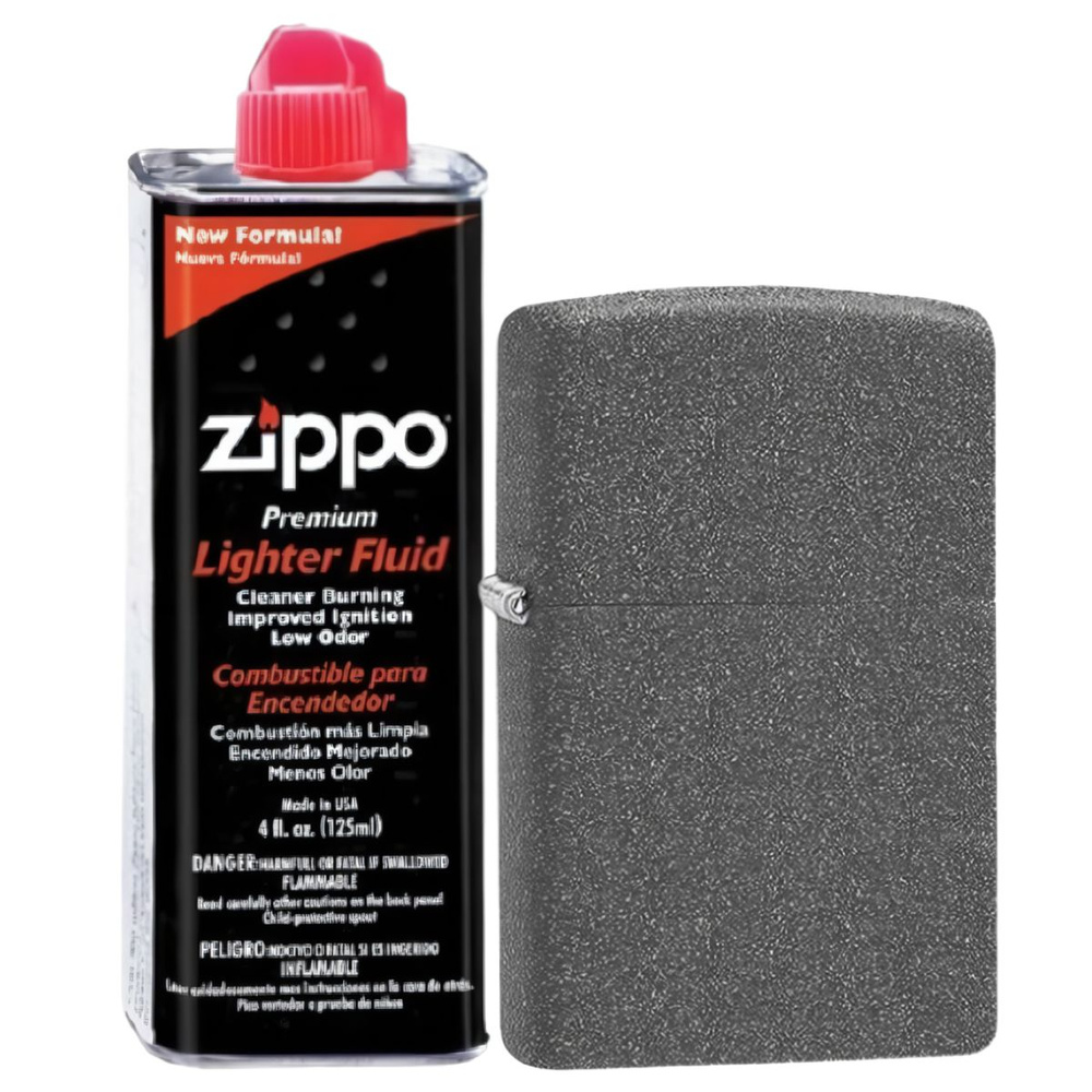 Зажигалка бензиновая ZIPPO 211 Iron Stone + бензин Zippo подарочный набор  #1