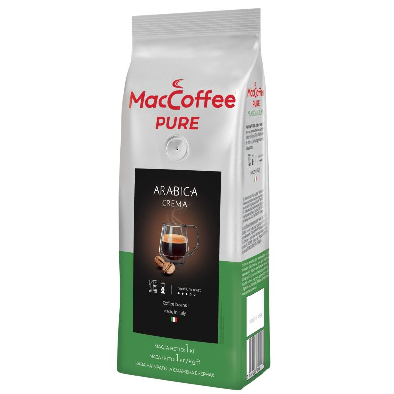 MacCoffee Pure Кофе в зернах Arabica Crema, 1 кг - купить с доставкой ...