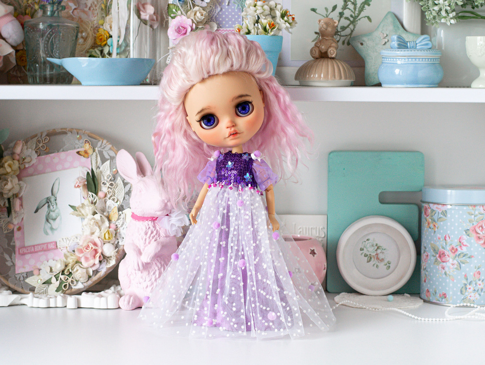 Одежда для шарнирной куклы Блайз blythe bjd doll Pullip кукла Пуллип кукольное платье в сиреневом цвете #1