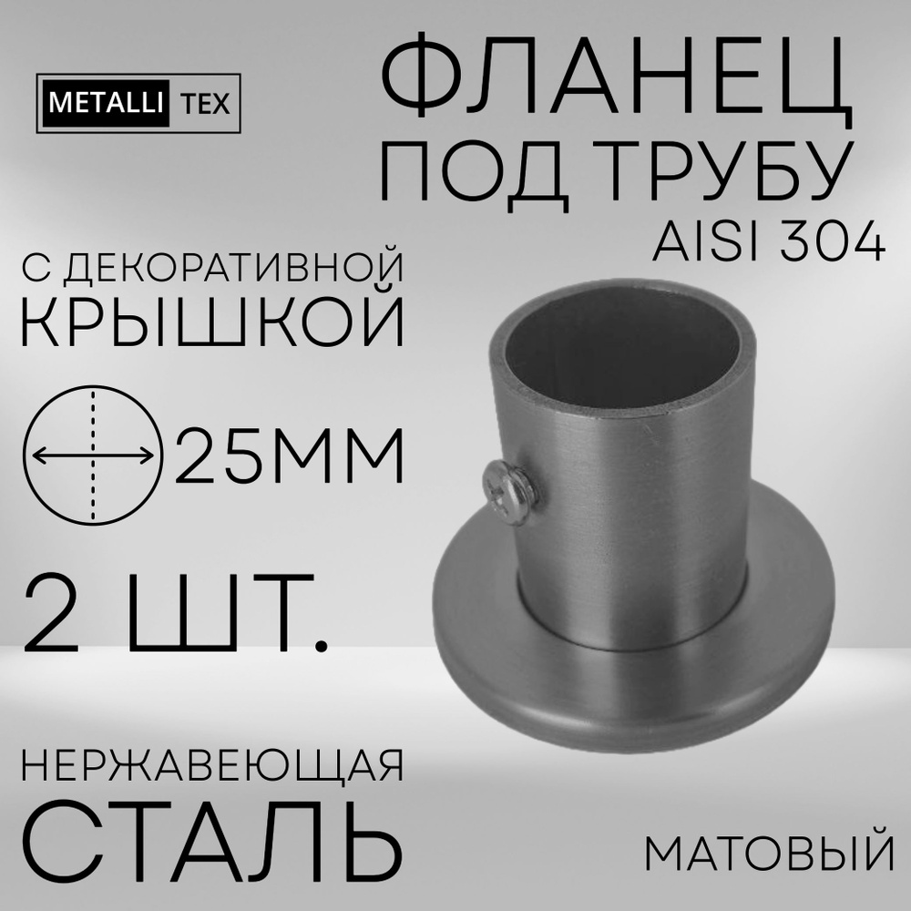 Фланец под трубу из нержавеющей стали 25 мм с декоративной крышкой 2 шт ...