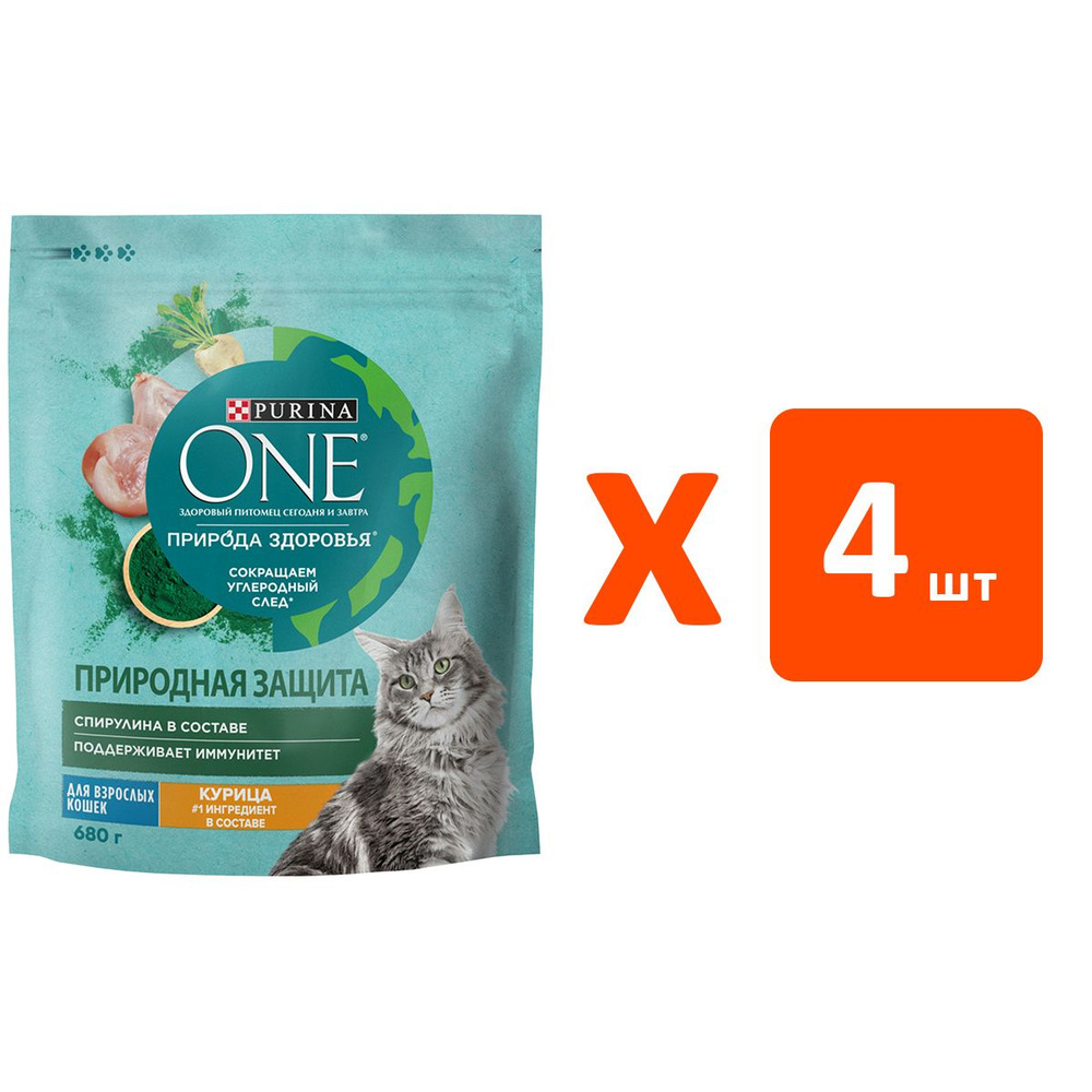 Сухой корм PURINA ONE ПРИРОДА ЗДОРОВЬЯ для взрослых кошек с курицей (0,68 кг х 8 шт)  #1