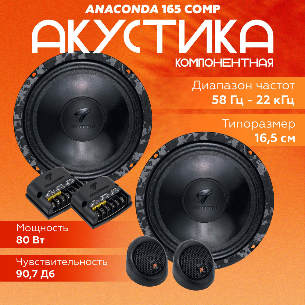 Динамики автомобильные DL Audio Anaconda 165 Comp, колонки 16 см ...