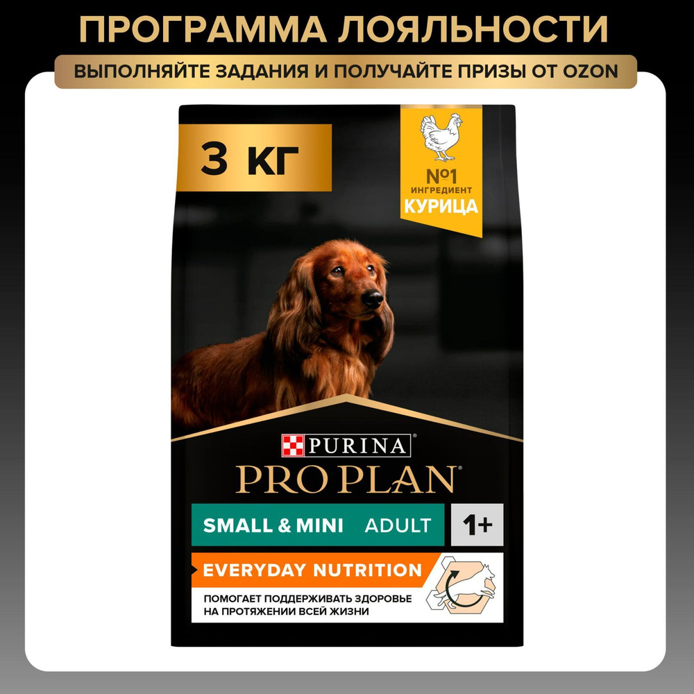 Сухой корм PRO PLAN Everyday Nutrition для взрослых собак мелких и карликовых пород, с курицей, 3 кг #1