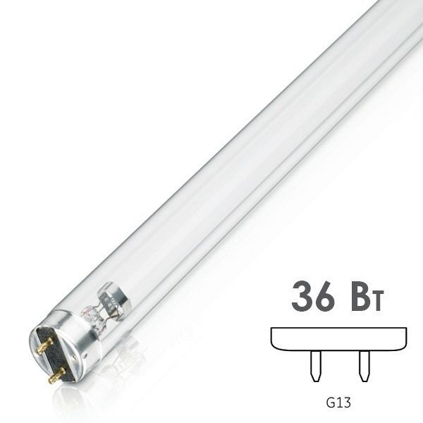 2 лампы кварцевые, бактерицидные Philips TUV G36 T8 36W G13 L1200mm ...