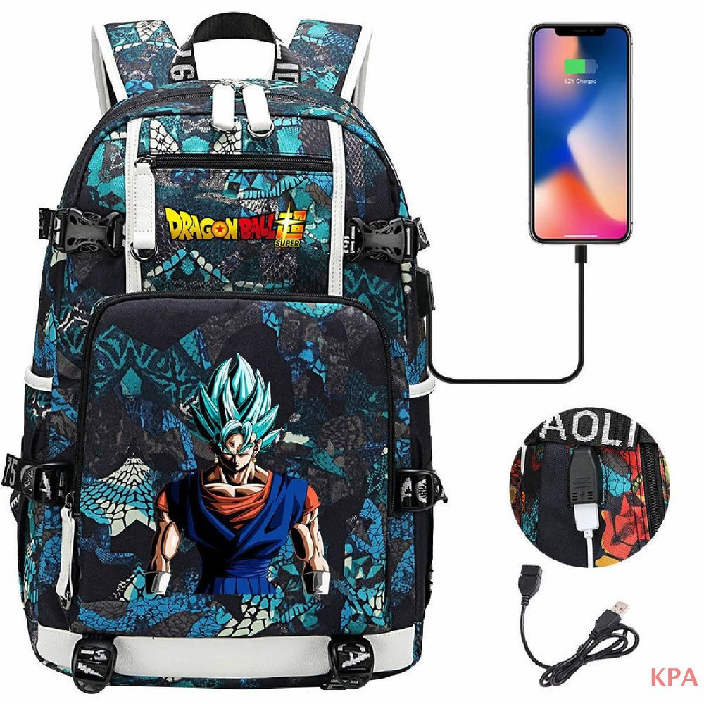 Школьный рюкзак аниме Dragon Ball Son Goku с зарядкой USB для ноутбука  #1