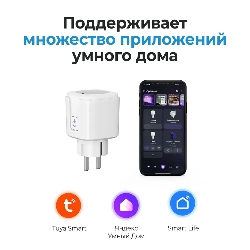 Умная wifi розетка, с таймером, мониторинг потребления, ЕС смарт-розетка с мониторингом мощности,16A #1