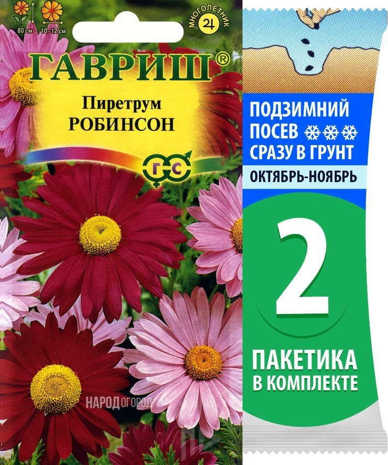 Семена Пиретрум Робинсон, 2 пакетика по 0,2г/80шт #1