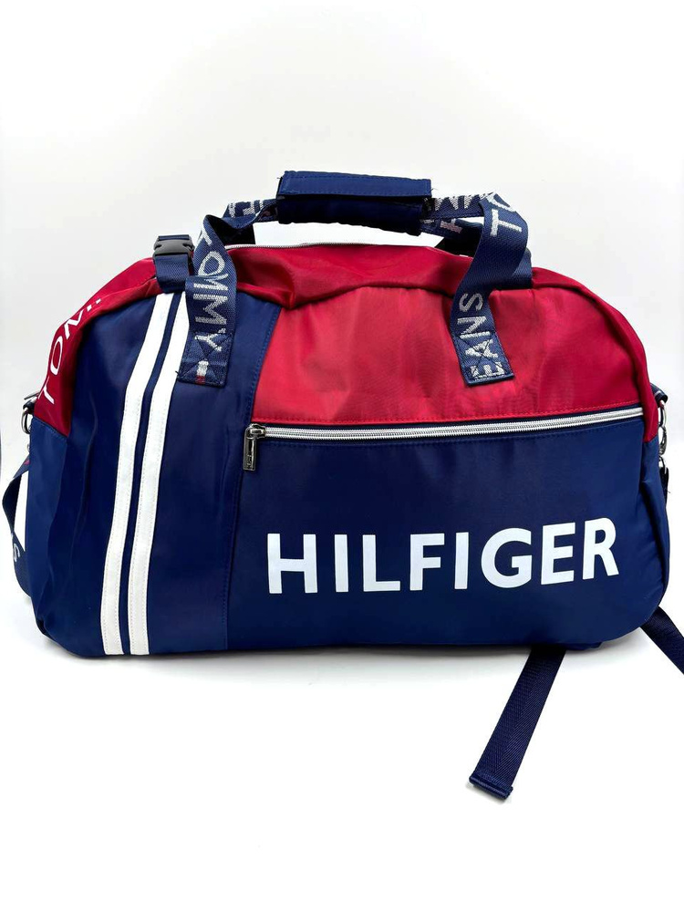 Сумка-рюкзак Tommy Hilfiger дорожная с линиями под углом, синий, 50х35х25 см #1