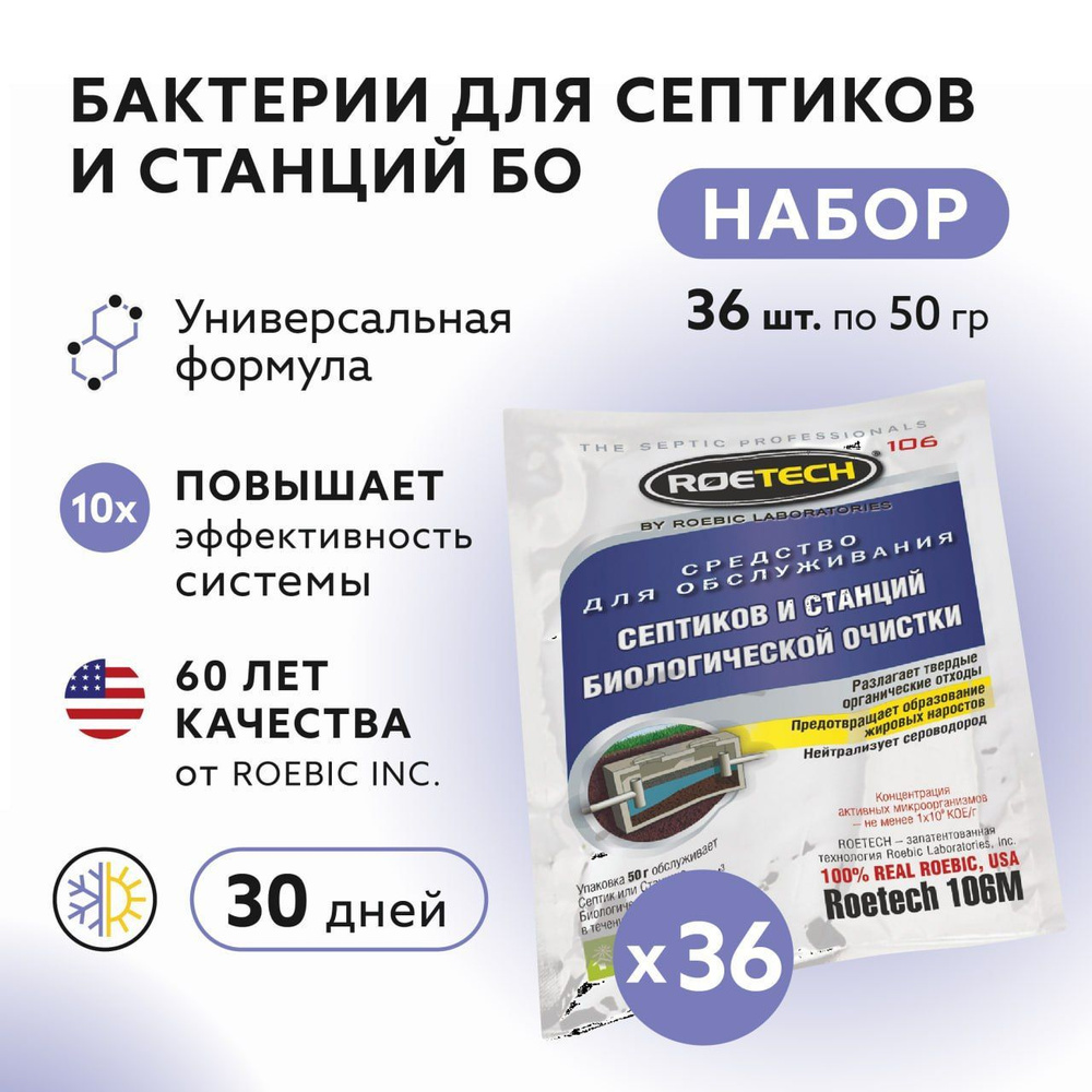 36шт: Roetech 106М Средство для обслуживания септиков, 50 гр #1