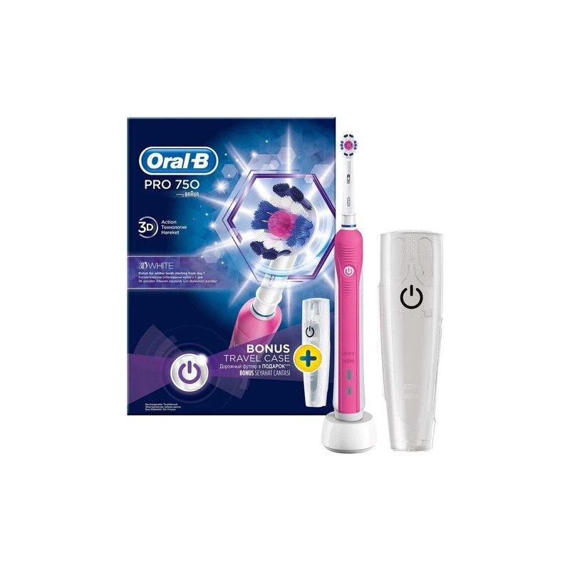 Oral-B Электрическая зубная щетка Электрическая зубная щетка Pro 750 3D White Pink, белый, розовый  #1