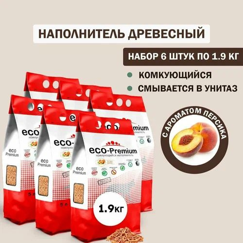 ECO-Premium Наполнитель Растительный, Древесный Комкующийся Персик 11400г.  #1