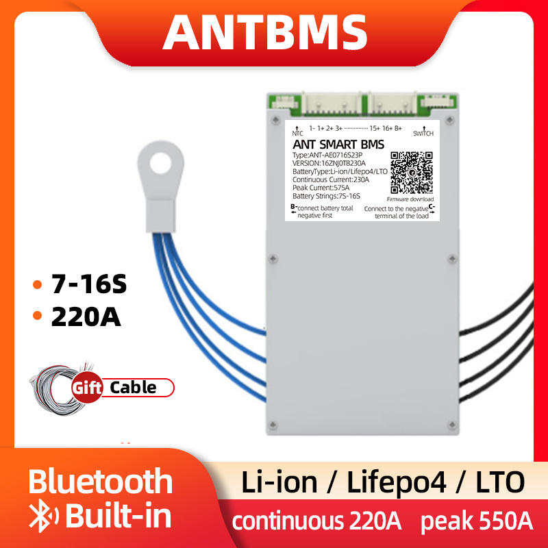 ANT BMS 7s 8s 12s 13s 14s 16s smart balance BMS 220A непрерывный пик 550A для li-ion lifepo4 lto 24v #1