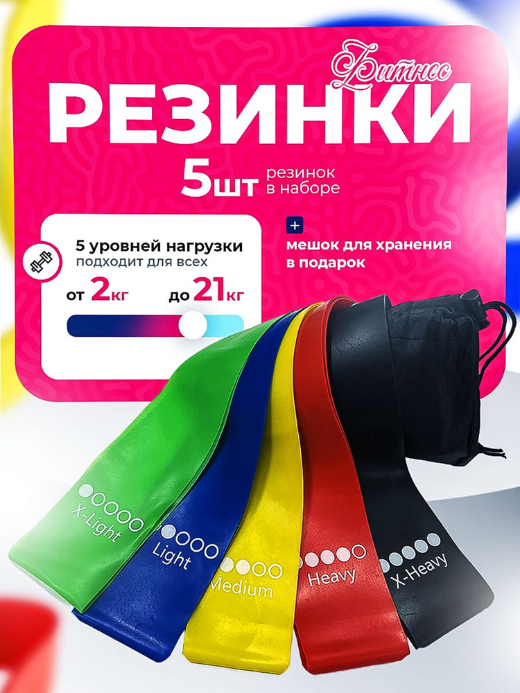 Резинки для фитнеса набор 5 шт #1