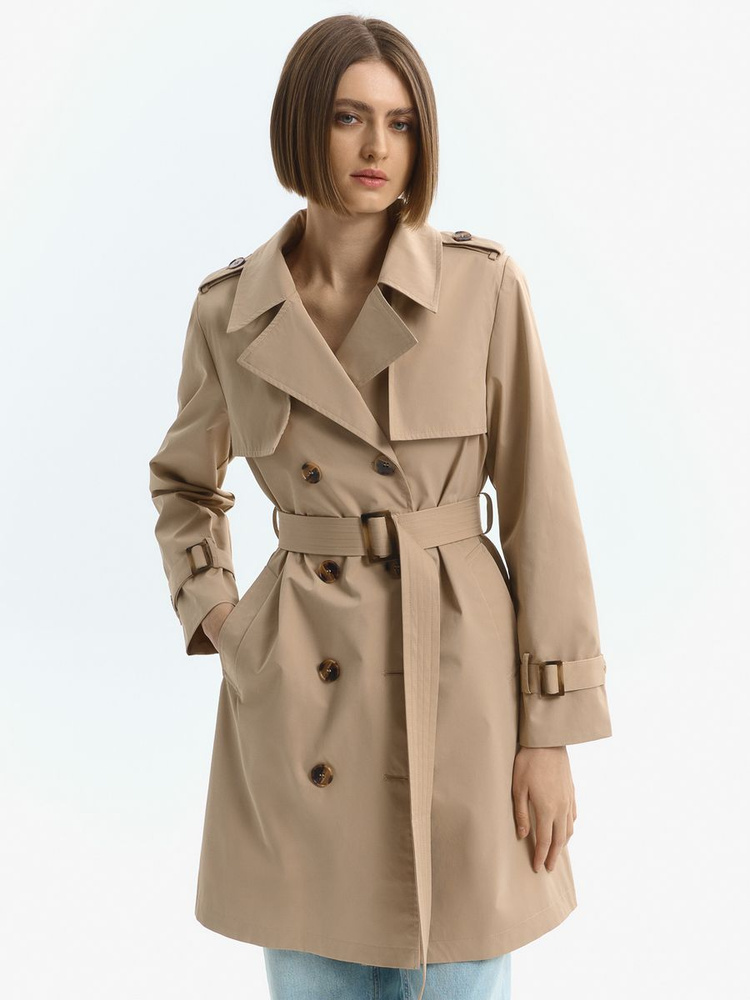 Плащ Женский Снежная Королева бежевый Длинный отложной Карманы, Пояс ...