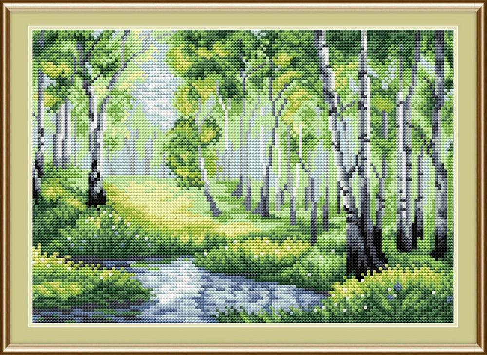 Вышивка У лесного озера 18x26 см. #1