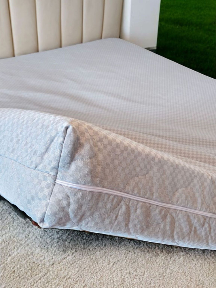 BEEFLEX Наматрасник-чехол стеганый на молнии Жаккард Хлопок 90х200х15 см, серый #1