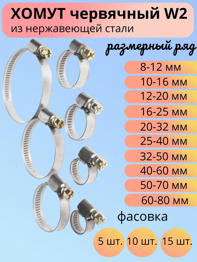 Хомут  50-70 мм (червячный) NORMA TORRO (нерж.)