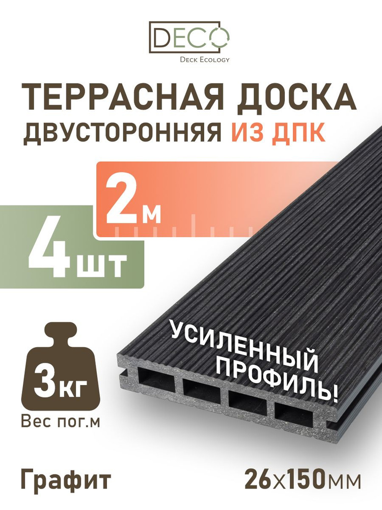 Террасная доска из ДПК 26х150х2000 мм, декинг премиум, 4 шт купить на ...