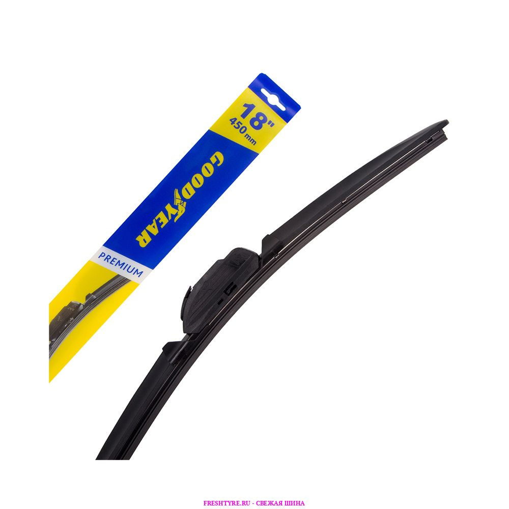 Бескаркасная щетка стеклоочистителя Goodyear PREMIUM 18"/45 cm всесезонная, 8 переходников