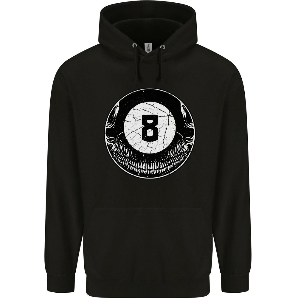 Худи Толстовка Mens 80% Cotton Billiard Player Skull Hoodie 8-Ball 9-Ball- #1