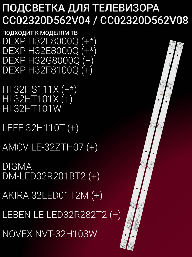 Подсветка для DEXP H32F8000Q H32E8000Q H32G8000Q H32F8100Q, HI 32HS111X 32HT101X 32HT101W, LEFF 32H110T, #1