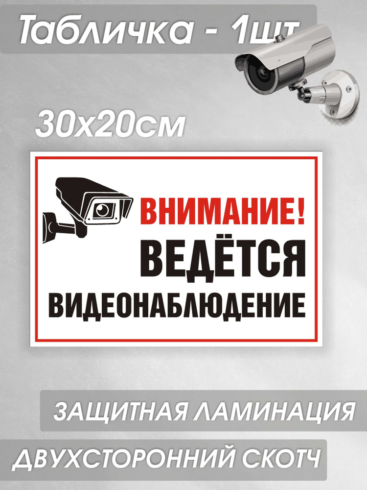 Табличка "Ведется видеонаблюдение" (30х20см) #1