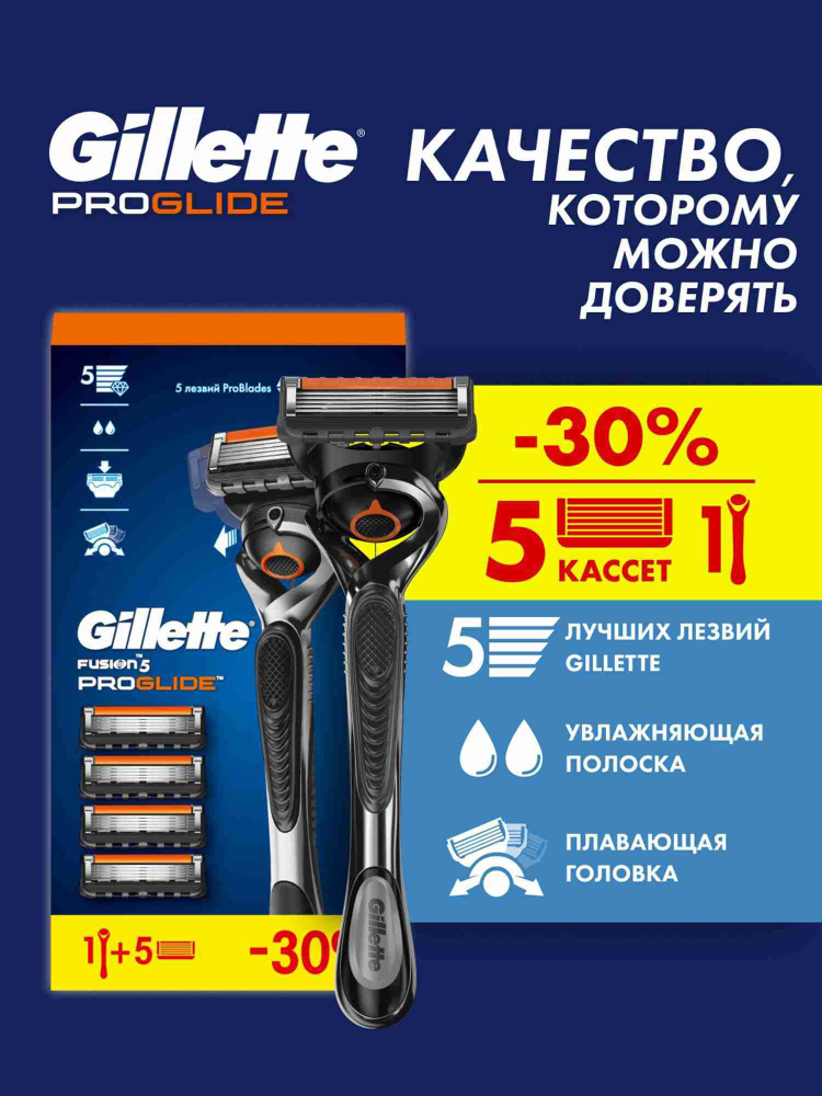 Бритва Gillette Fusion5 ProGlide мужская многоразовая, станок для бритья с 5 сменными кассетами, с 5 #1
