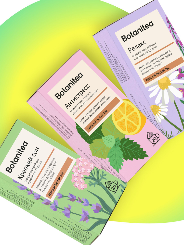 Набор травяного чая Botanitea "Подарок себе и ближним" в пакетиках: Крепкий сон, Антистресс, Релакс #1
