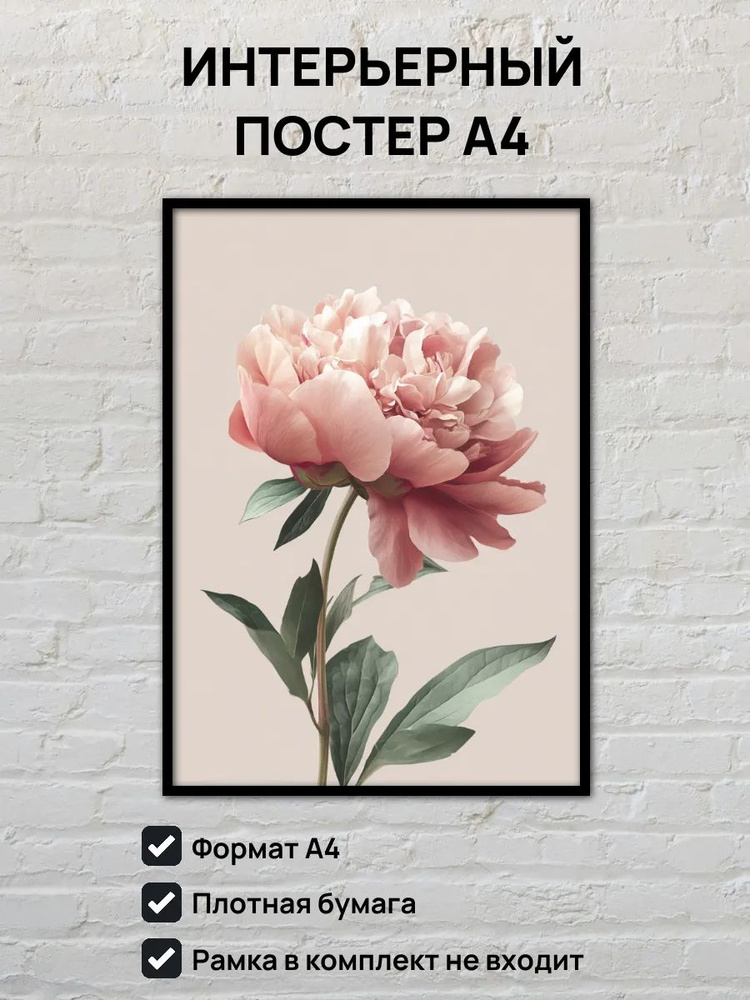 Интерьерный постер А4 Пион #1