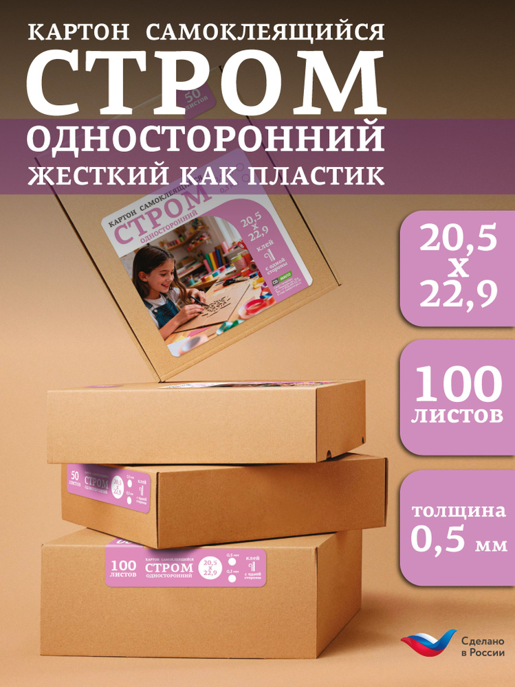 СТРОМ Картон самокл. одностор. 205х229х0,5мм, 100л #1