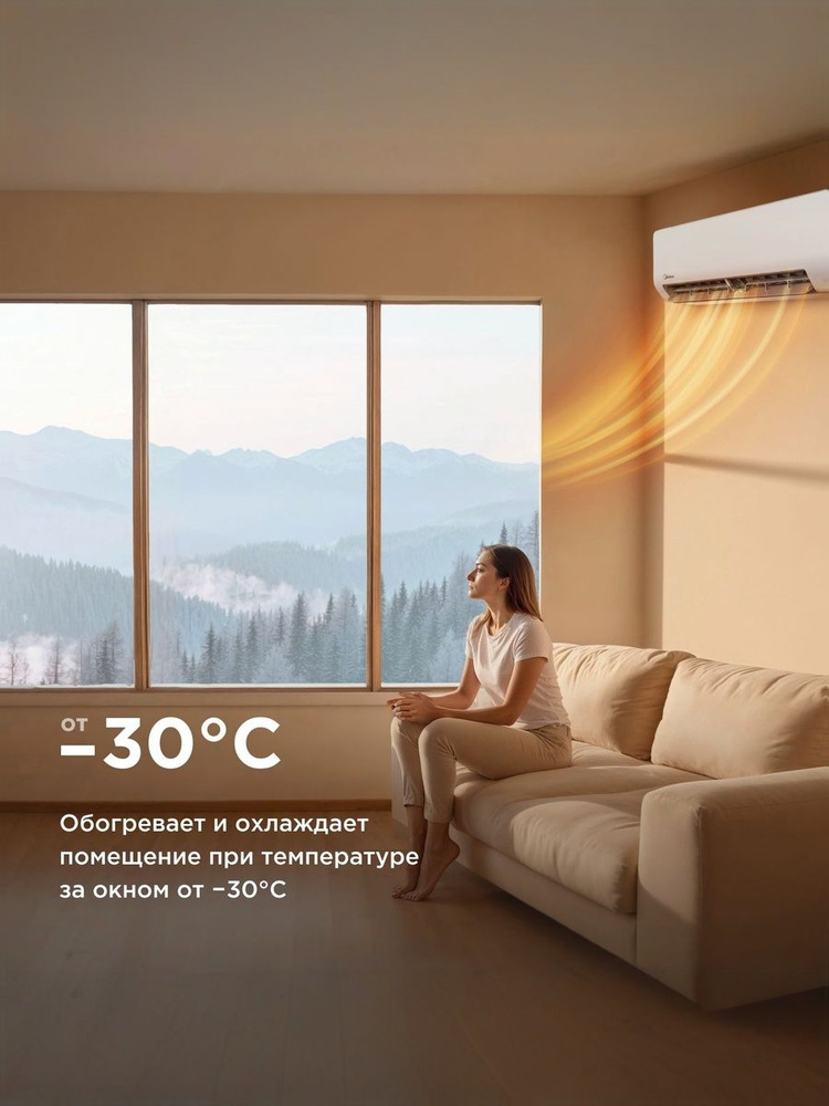 Тепловой насос инверторный Midea Мидея HeatForce MSHP-12N8D6-I/MSHP-12N8D6-O 12 BTU, до -30C, для помещений #1