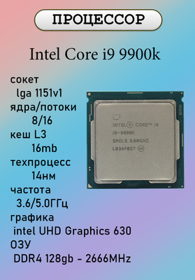 Процессоры INTEL CORE I9-9900K купить на OZON по низкой цене