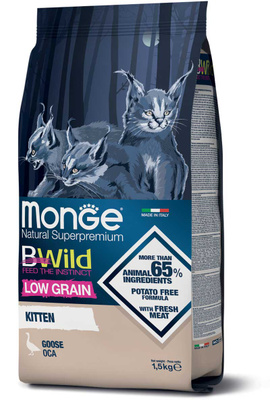 Monge BWild LOW GRAIN アンチョビ 2kg×2袋 Amazon | 【成猫用 イタリア製 キャットフード 2kg】BWild ビー