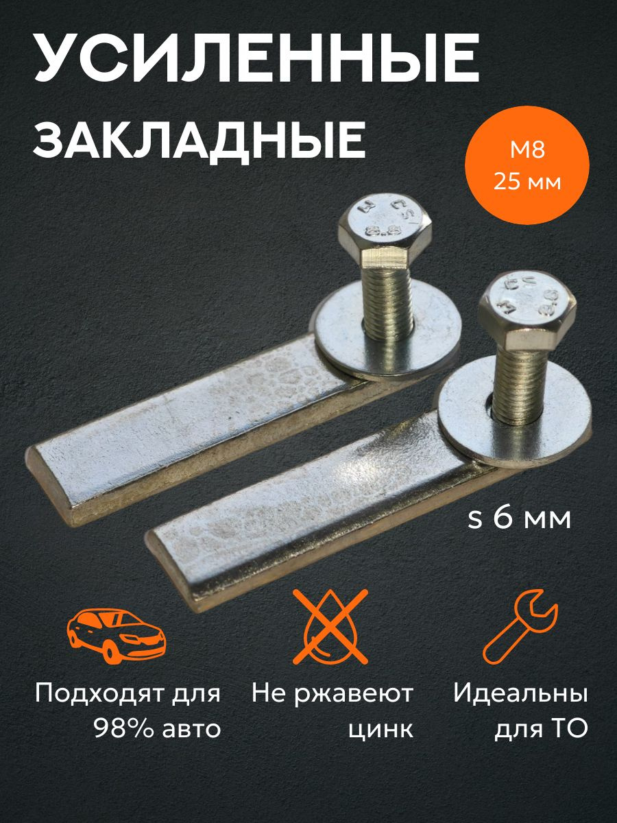 Закладные для защиты картера; 2 пластины; болты М8, 25 мм;