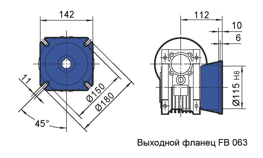 Фланец выходной FB редуктора NMRV 063