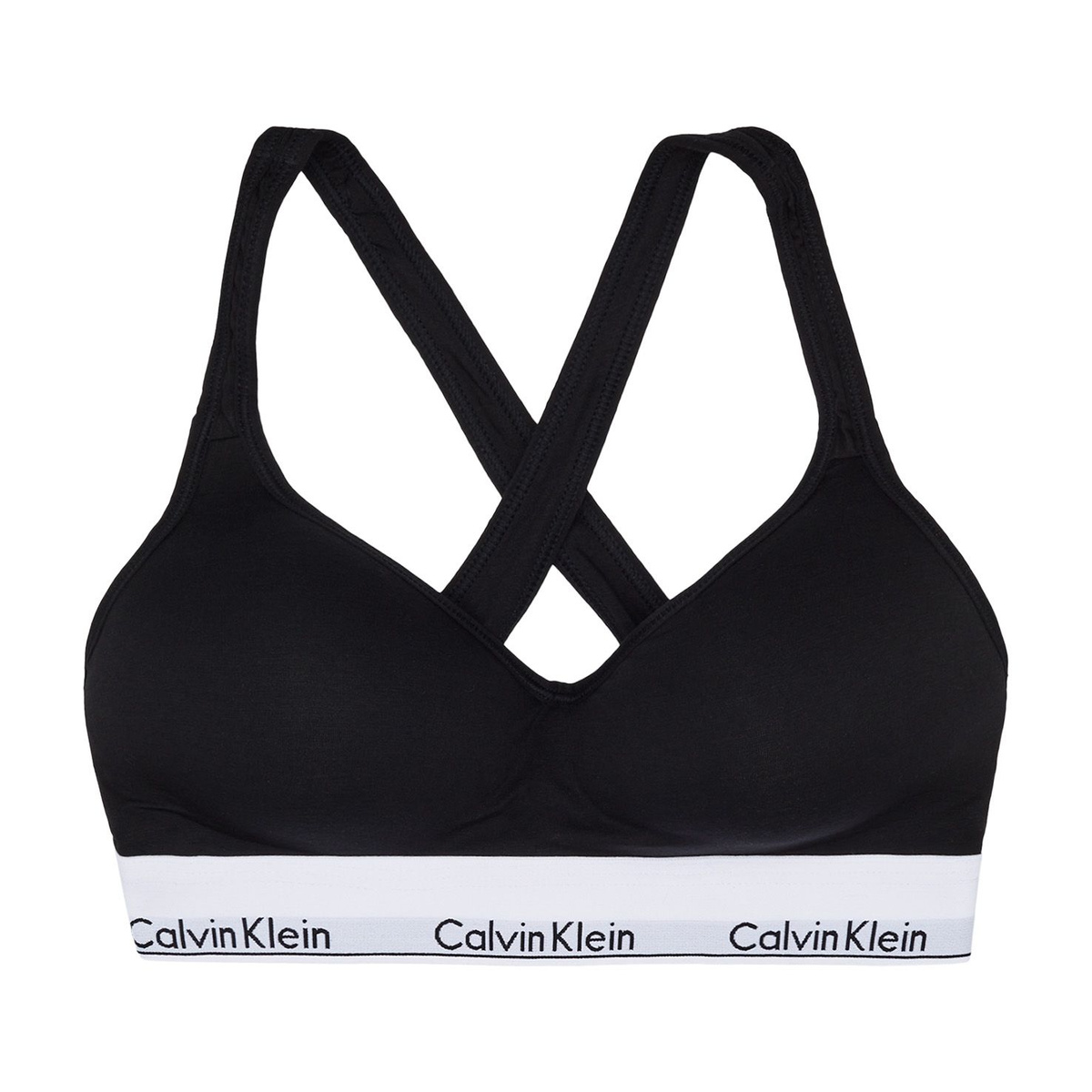 Женский топ-бра Calvin Klein BRALETTE LIFT. Фирменная линейка нижнего белья и домашней одежды MODERN COTTON от Calvin Klein обеспечивает дышащий комфорт и спортивный вид. Модель с мягкими формованными чашечками с легким эффектом лифтинга и с перекрестной спинкой сзади. Состав: 53% хлопок, 35% модал, 12% эластан. Магазин Superstep.