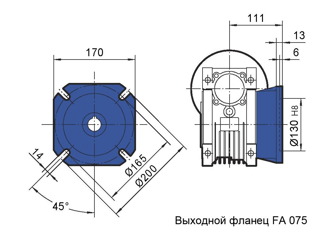 Фланец выходной FA редуктора NMRV 075