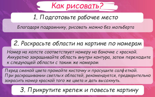 Инструкция для раскрасок по номерам, картины по номерам, раскраски по номерам