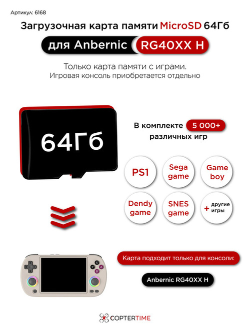 ANBERNIC RG40XX H 64gMicroSDメモリーカード付属　新品 Карта памяти 64Гб с играми для Anbernic RG40XX H OS (загрузочная