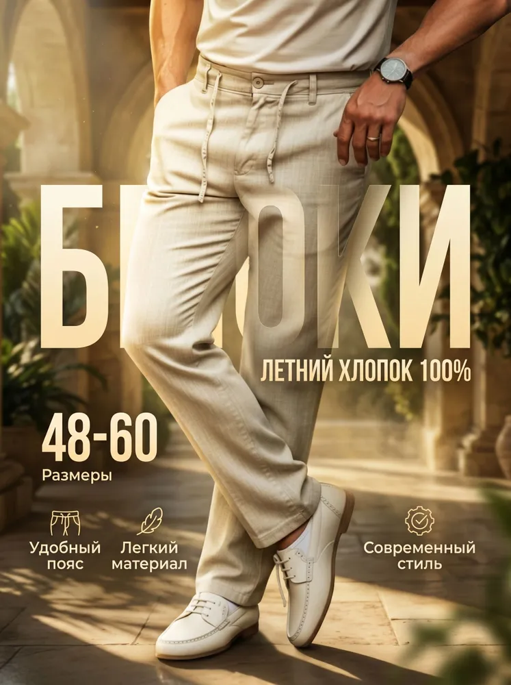 Брюки прямые мужские летние хлопок Viva La Costa