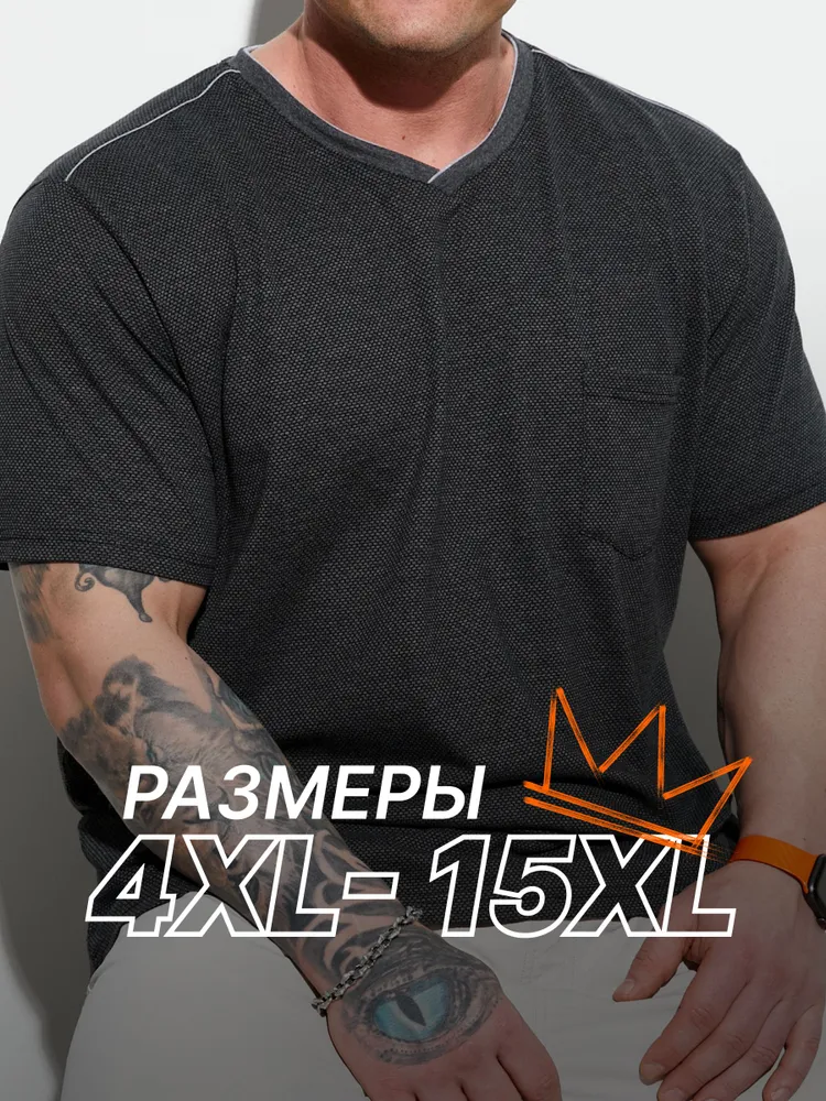 Футболка MR. BIGMAN больших размеров 58-80, с карманом