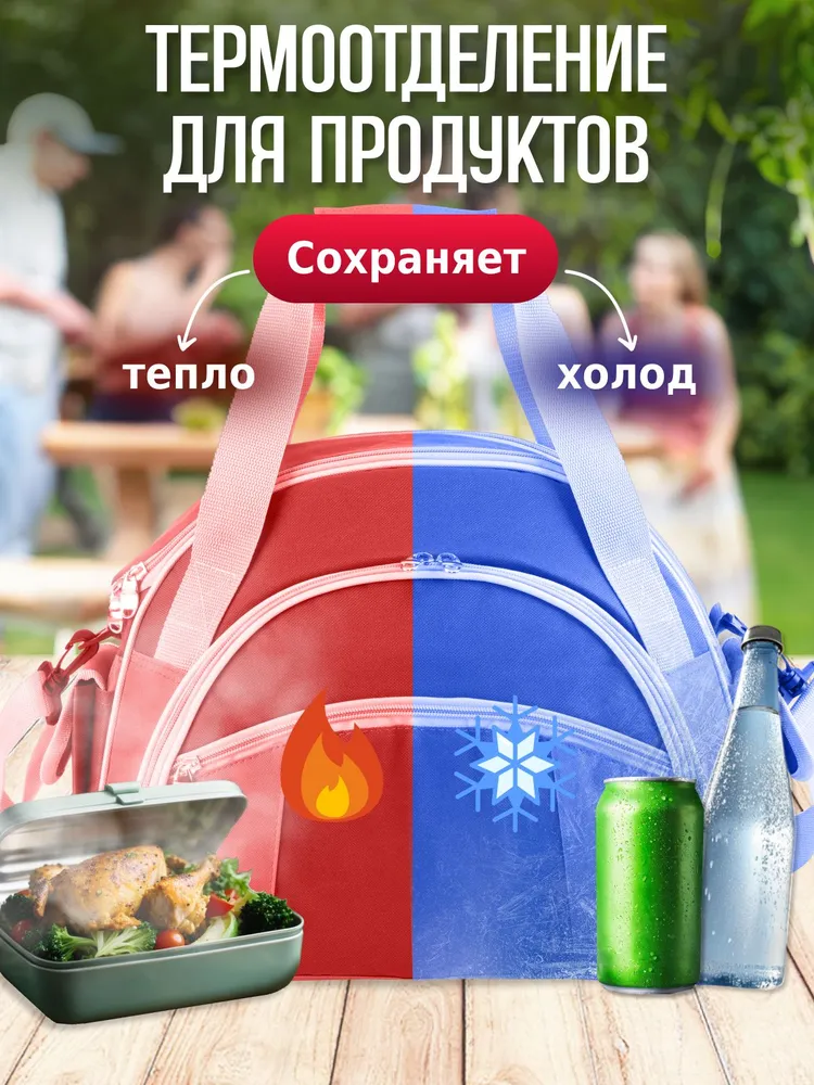 Набор для пикника с посудой на 4 персоны Green Glade Т3207, 29 предм., термосумка 10 л, 10 л, фото 5