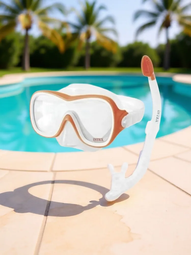Набор для плавания, маска и трубка Intex 55647 "Wave Rider Swim Set" от 8 лет, оранжевый, оранжевый