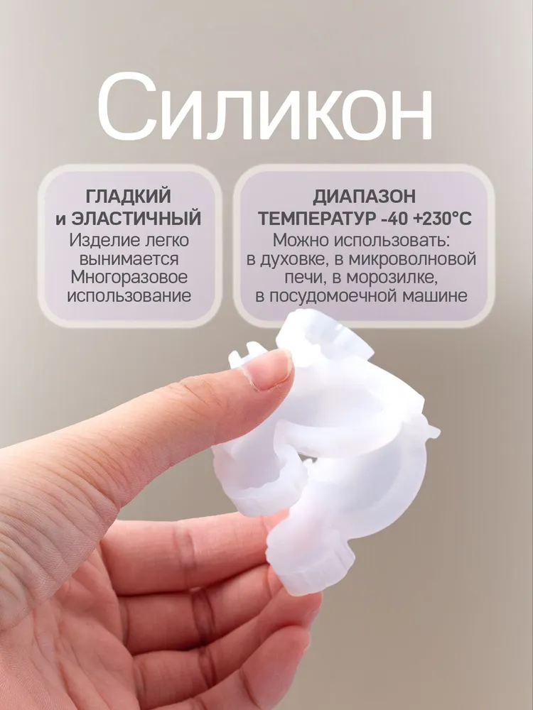 Форма для конфет "Петушок", для леденцов и карамели. Молд. Формочки силиконовые. Набор 2 по 3 шт. Готовый размер 4х4 см. Цвет белый., 4x4 см, 3 шт, фото 4