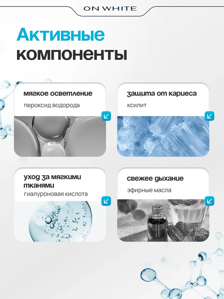 ON WHITE/ Отбеливающая жидкость для ирригатора 2 в 1, ополаскиватель для рта, уход за брекетами, свежее дыхание, белый, фото 3