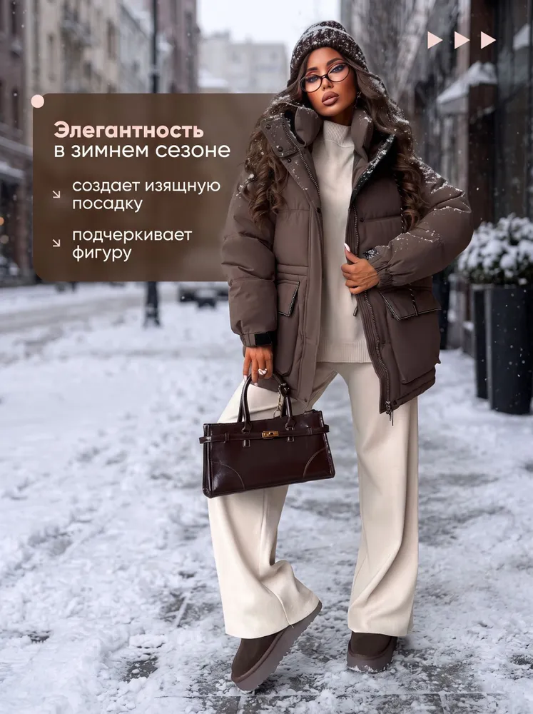 Куртка зимняя удлиненная парка на кулисе с капюшоном, вариант, фото 2